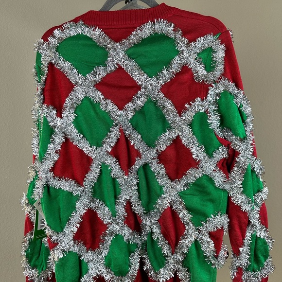 Tipsy Elves Green Men’s Tacky Tinsel Ugly Christmas Sweater Size‎ Large - Picture 10 of 12